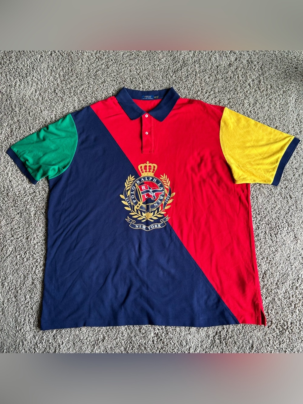 Polo Ralph Lauren Shirt Mens 4XL TALL Nautical Crest Colorblock 1967 New York